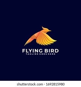 Vector Logo Illustration Flying Bird Gradient Colorful Style.