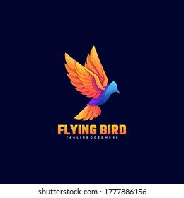 Vector Logo Illustration Flying Bird Gradient Colorful Style.