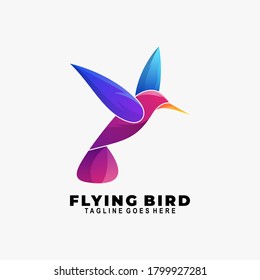 Vector Logo Illustration Flying Bird Gradient Colorful Style.