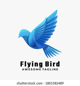Vector Logo Illustration Flying Bird Gradient Colorful Style.