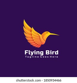 Vector Logo Illustration Flying Bird Gradient Colorful Style.