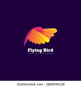 Vector Logo Illustration Flying Bird Gradient Colorful Style.