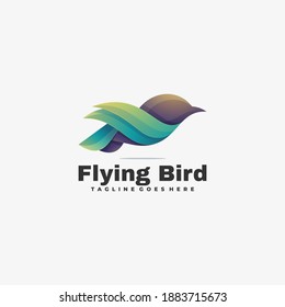 Vector Logo Illustration Flying Bird Gradient Colorful Style.
