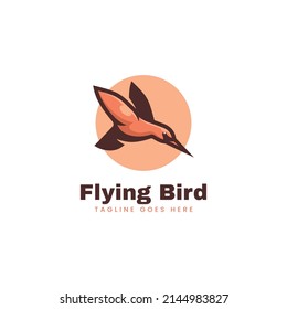 Vector Logo Illustration Flying Bird Simple Mascot Style.