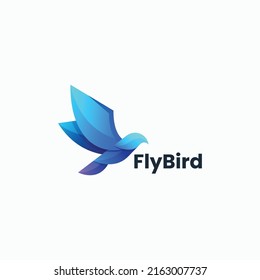 Vector Logo Illustration Flying Bird Gradient Colorful Style.
