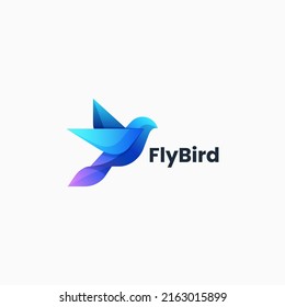 Vector Logo Illustration Flying Bird Gradient Colorful Style.