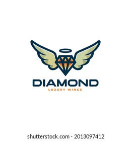 Ilustración con logotipo vectorial Estilo de mascota simple de diamante volador.