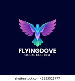 Vector Logo Illustration Flying Dove Gradient Colorful Style