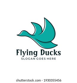 Vector Logo, Illustration of a Flying Duck. A logo style with thick lines so that it stands out more is suitable for your business.