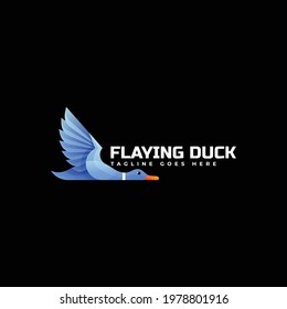 Ilustración del logotipo del vector Estilo de color gradiente del pato volador.