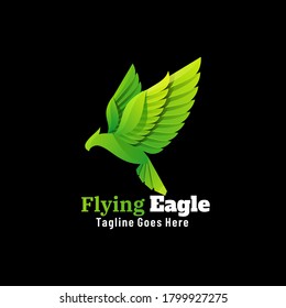 Ilustración del logotipo del vector Estilo de color gradiente del águila volante.