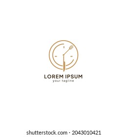 vector logo illustration with food and time concept
