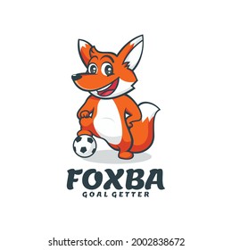 Vector Logo Illustration Fox Ball Mascot Cartoon Style.