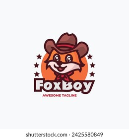 Vector Logo Illustration Fox Boy Mascot Cartoon Style.