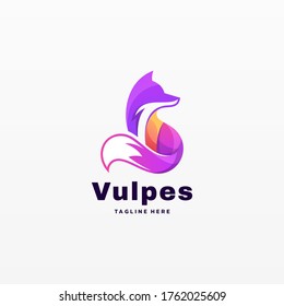 Vector Logo Illustration.  Fox in Colorful Gradient Style.