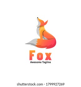 Vector Logo Illustration Fox Gradient Colorful Style.