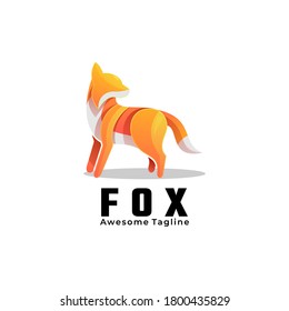 Vector Logo Illustration Fox Gradient Colorful Style.