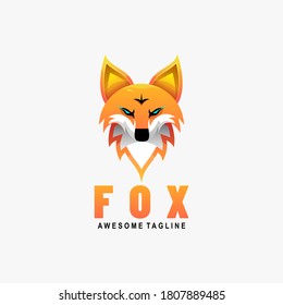 Vector Logo Illustration Fox Gradient Colorful Style.