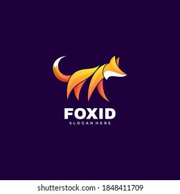 Vector Logo Illustration Fox Gradient Colorful Style.