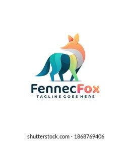 Vector Logo Illustration Fox Gradient Colorful Style.