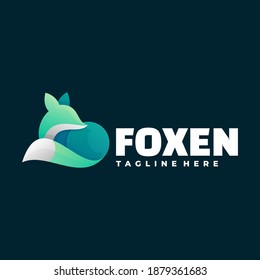 Vector Logo Illustration Fox Gradient Colorful Style.