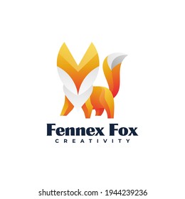 Vector Logo Illustration Fox Gradient Colorful Style.