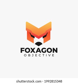 Vector Logo Illustration Fox Gradient Colorful Style.