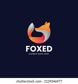 Vector Logo Illustration Fox Gradient Colorful Style.
