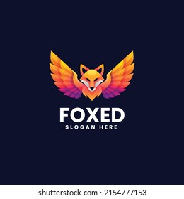 Vector Logo Illustration Fox Gradient Colorful Style.