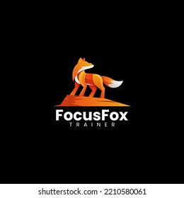 Vector Logo Illustration Fox Gradient Colorful Style.