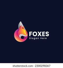 Vector Logo Illustration Fox Gradient Colorful Style