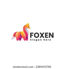 Vector Logo Illustration Fox Gradient Colorful Style