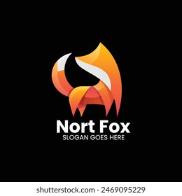 Vector Logo Illustration Fox Gradient Colorful Style