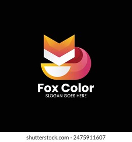 Vector Logo Illustration Fox Gradient Colorful Style