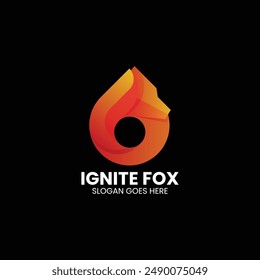 Vector Logo Illustration Fox Gradient Colorful Style