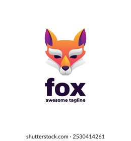 Vector Logo Illustration Fox Gradient Colorful Style