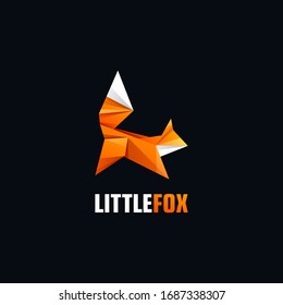 Vector Logo Illustration Fox Jump Gradient Colorful Style.