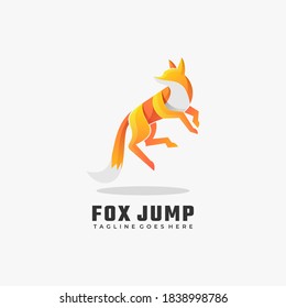 Vektorlogo Illustration Fox Jump Farbverlauf-Stil.