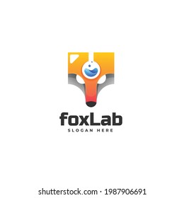 Vector Logo Illustration Fox Lab Dual Meaning Style.