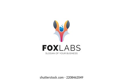 Vector Logo Illustration Fox Lab Dual Meaning Style.