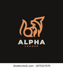 Vector Logo Illustration Fox Line Art Style.