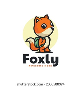 Vector Logo Illustration Fox Mascot Cartoon Style.