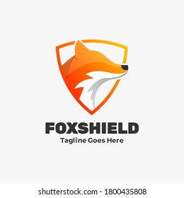 Vector Logo Illustration Fox Shield Gradient Colorful Style.