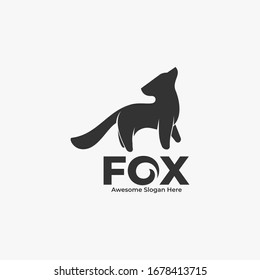 Vector Logo Illustration Fox Silhouette Style.