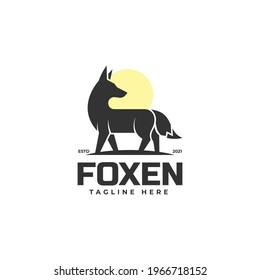 Vector Logo Illustration Fox Silhouette Style.
