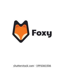 Vector Logo Illustration Fox Simple Mascot Style.