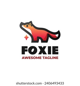 Vector Logo Illustration Fox Simple Mascot Style.