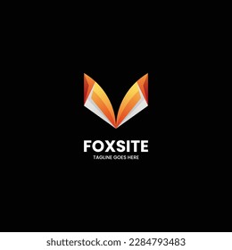 Vector Logo Illustration Fox Site Gradient Colorful Style.