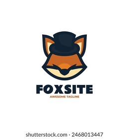 Vector Logo Illustration Fox Site Simple Mascot Style.