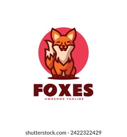 Vector Logo Illustration Foxes Simple Mascot Style.